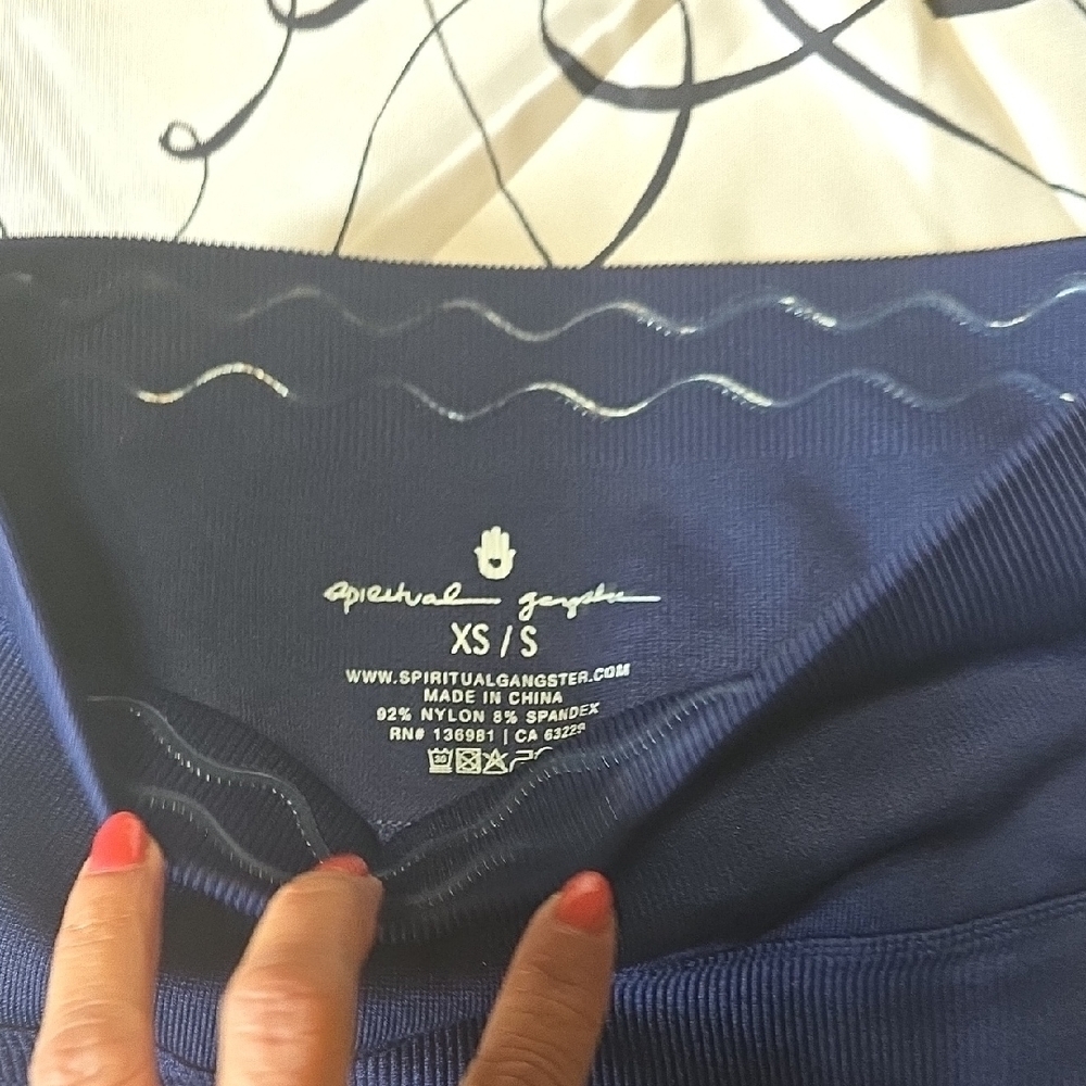 #104. Navy Ribbed Tank and Leggings Set - Picture 6 of 8